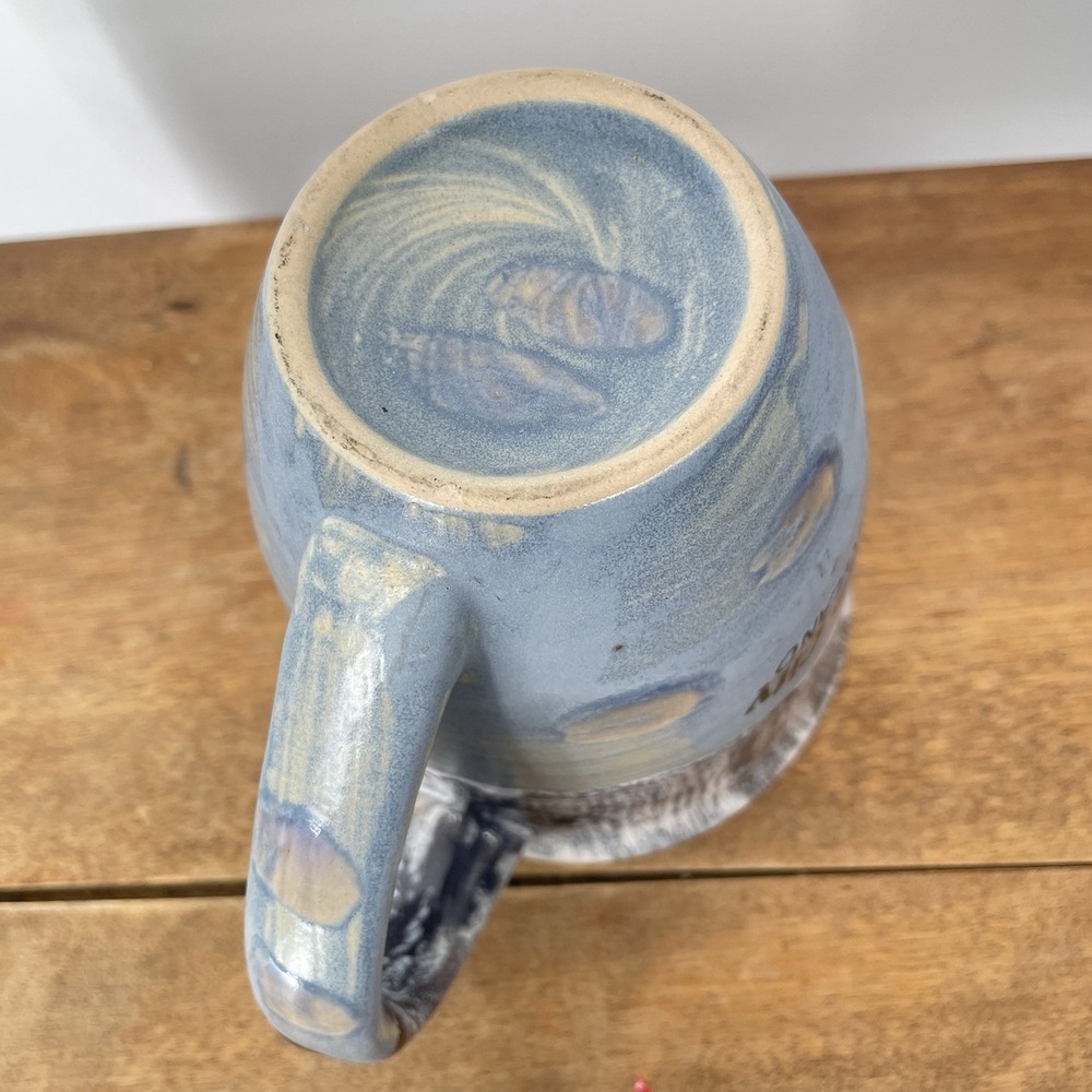 Ocean City Maryland Ceramic Coffee Mug Blue Brown Drip Glaze‎ Coastal Souvenir - Picture 6 of 8